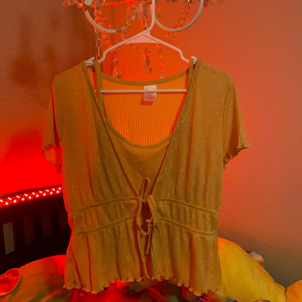 Tank top and tie front shirt
